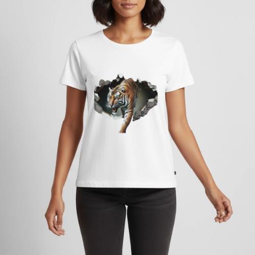 Fashion Design Tiger Coming Out, Wild Feline Tiger - Women's Premium T-Shirt