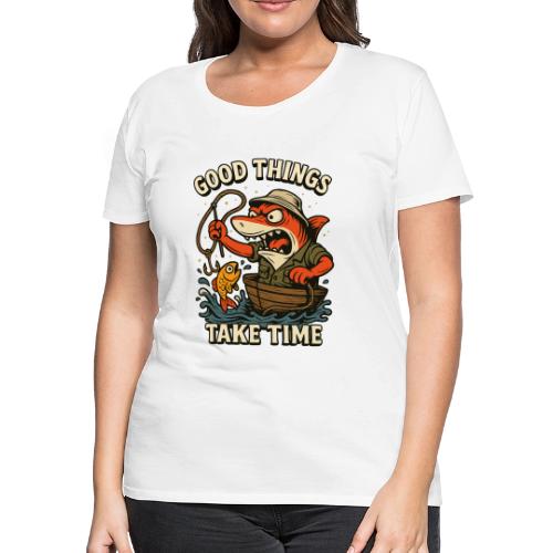 Funny Shark Fishing Motivation Shirt - Women's Premium T-Shirt