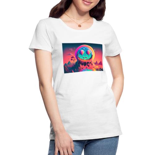 Paint Drip Smiling Face Mountain - Psychedelia - Women's Premium T-Shirt
