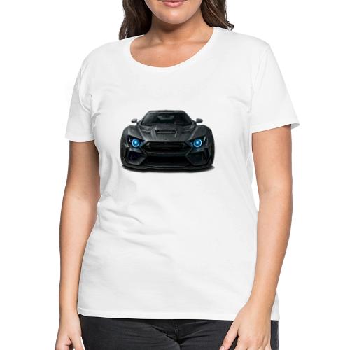 Futuristic Black Sports Car with Blue Lights - Women's Premium T-Shirt