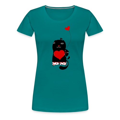 Cats w Hearts -Kristina S - Women's Premium T-Shirt