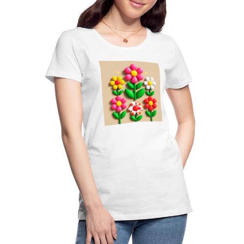 3D Flowers and Butterflies in Amber, Floral Design - Women's Premium T-Shirt