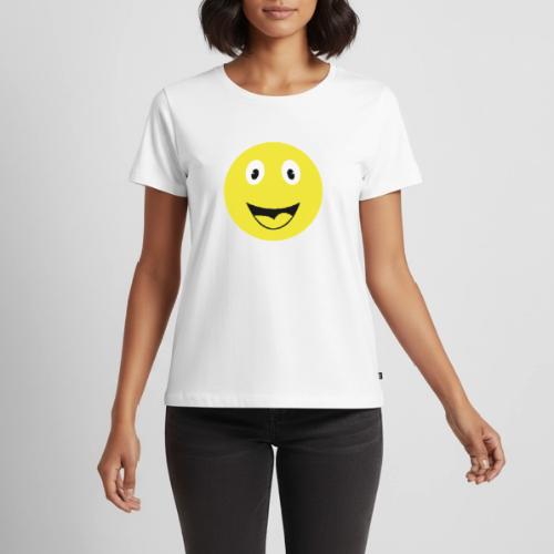 Yellow Happy Face Print - Women's Premium T-Shirt