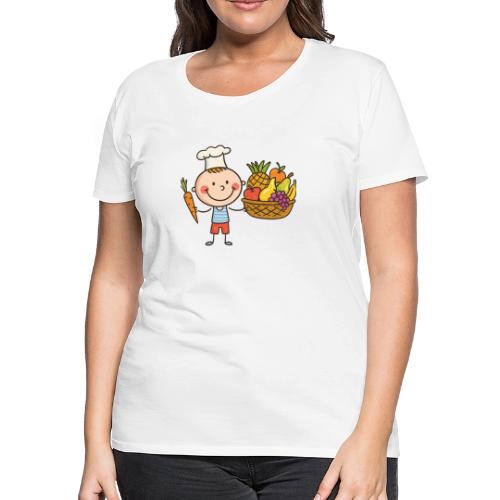 Chef Boy Cartoon Fruit Basket Kids Shirt - Women's Premium T-Shirt