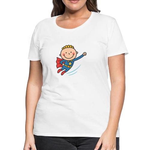 Cartoon Superhero Boy Flying Kids T-Shirt - Women's Premium T-Shirt