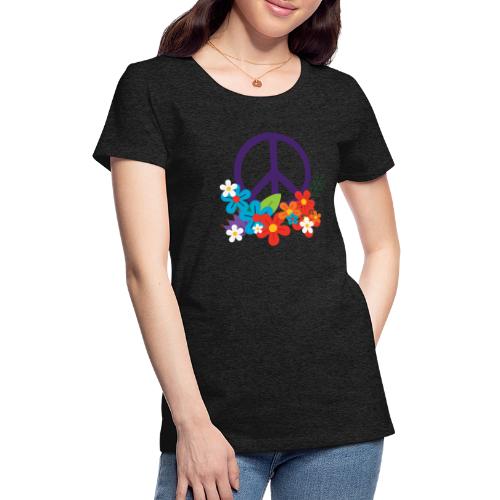 Hippie Peace Design With Flowers - Women's Premium T-Shirt