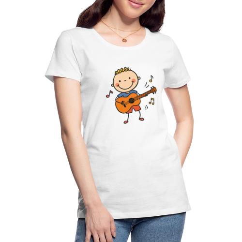 Cartoon Boy Playing Guitar Kids T-Shirt - Women's Premium T-Shirt