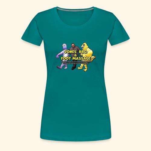 Jones BBQ and Foot Massage - Dancing Logo - Women's Premium T-Shirt