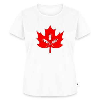 Canada maple leaf grain logo - Women's Premium T-Shirt - white - Front - AI Model Female 180 light (180cm)