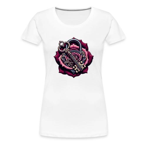 You Hold the Key to My Heart Rose Lock T-Shirt - Women's Premium T-Shirt