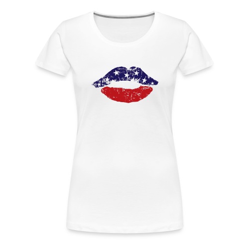 4th of July Independence Day Flag Lips - Women's Premium T-Shirt
