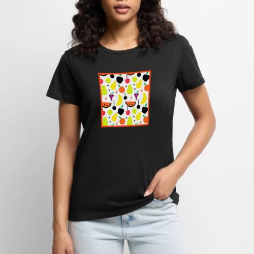 Tropical Glow Neon Fruit Pattern - Women's Premium T-Shirt