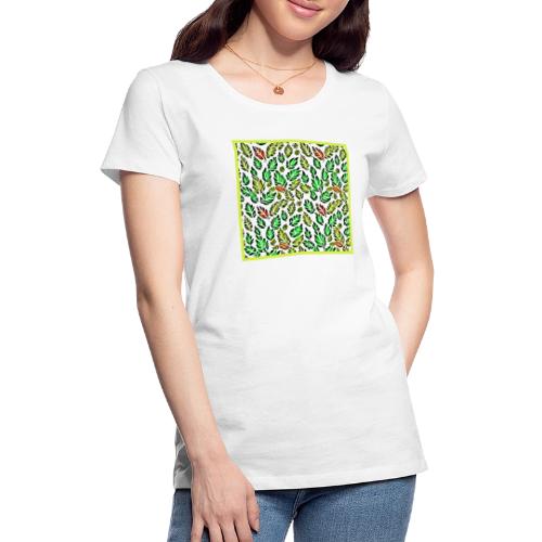 Vivid Color Burst Leaves Pattern - Women's Premium T-Shirt