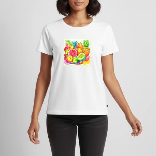 Tropical Fruit Cartoon Art - Women's Premium T-Shirt