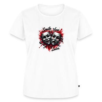 Airbrush T Shirt Smile Now Cry Later Design - Women's Premium T-Shirt - white - Front - AI Model Female 180 light (180cm)