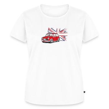 Red Austin Mini Cooper With Great Britain Flag - Women's Premium T-Shirt - white - Front - AI Model Female 180 light (180cm)