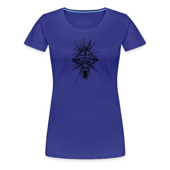 Warped Skull UFO Abduction - Black Ink