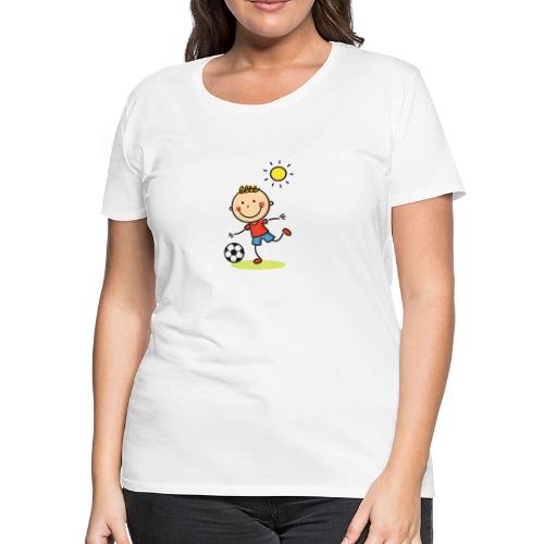 Cartoon Boy Playing Soccer Kids T-Shirt - Women's Premium T-Shirt