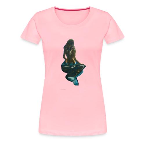 Midnight Mermaid on a rock - Women's Premium T-Shirt