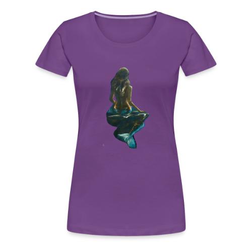 Midnight Mermaid on a rock - Women's Premium T-Shirt