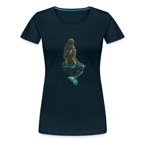 Midnight Mermaid on a rock - Women's Premium T-Shirt