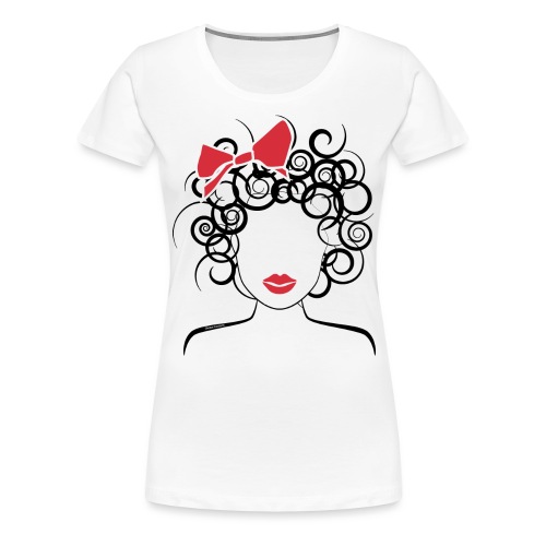 Curly Girl with Red Bow - Women's Premium T-Shirt