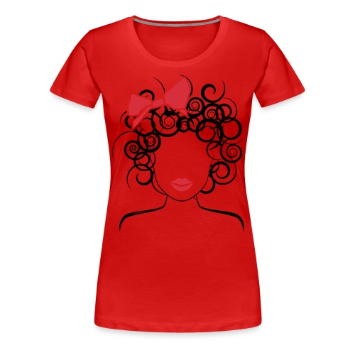 Curly Girl with Red Bow - Women's Premium T-Shirt