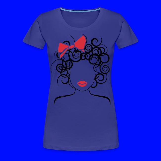 Curly Girl with Red Bow