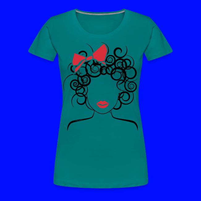 Curly Girl with Red Bow