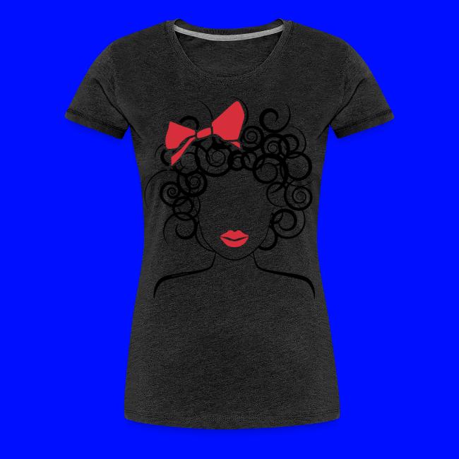 Curly Girl with Red Bow