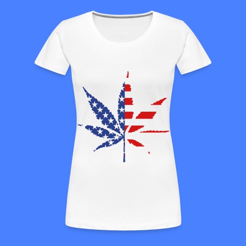 Marijuana Leaf American Flag - Women's Premium T-Shirt