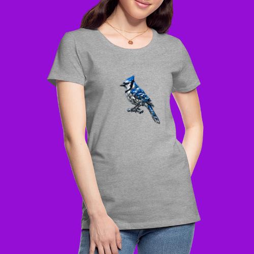 Silver Blue Jay on Perch + Flight Stages 2-print - Women's Premium T-Shirt