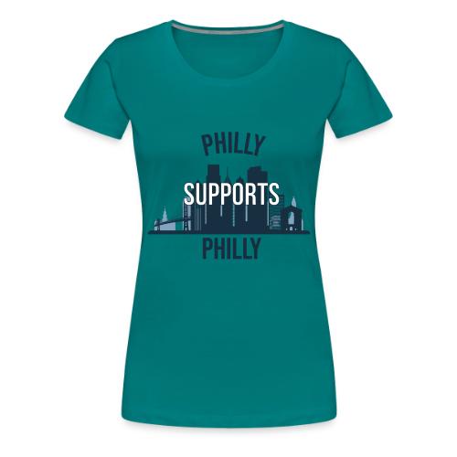 Philly Supports Philly skyline blue transparentbg - Women's Premium T-Shirt