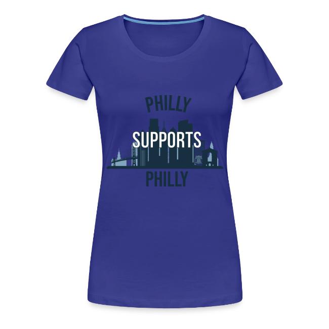 Philly Supports Philly skyline blue transparentbg