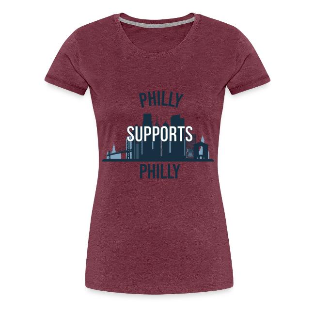 Philly Supports Philly skyline blue transparentbg