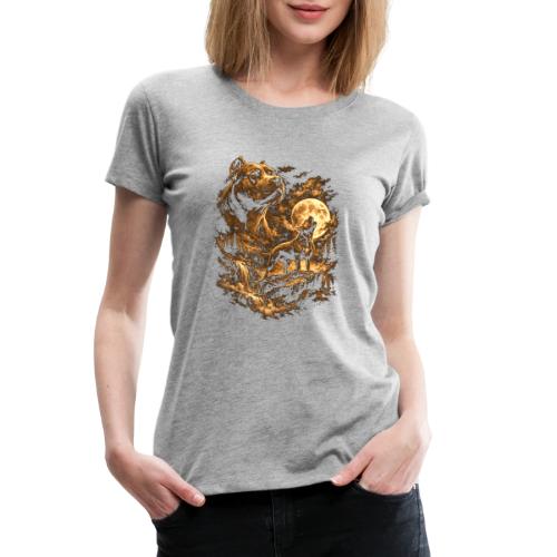 Pit Bull Howling Moon Fantasy Forest Tee - Women's Premium T-Shirt