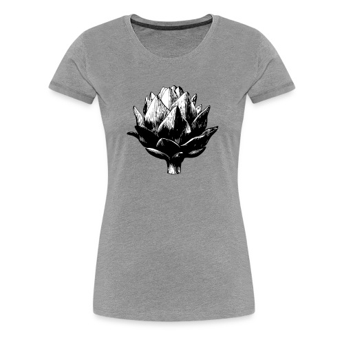 Big Artichoke Illustration - Black Ink, White Fill - Women's Premium T-Shirt