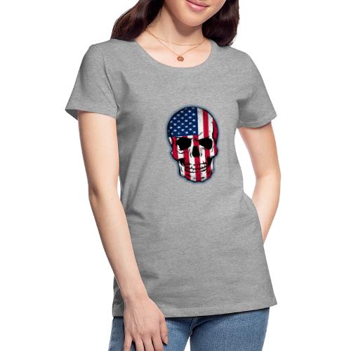 Vintage USA Flag Skull Design - Women's Premium T-Shirt
