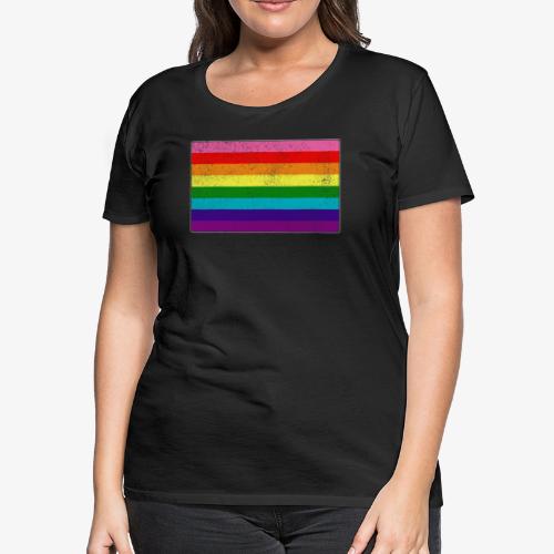 Distressed Original LGBT Gay Pride Flag - Women's Premium T-Shirt