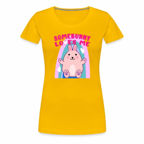 Easter Bunny Rabbit Rainbow Hearts Kawaii Anime LG - Women's Premium T-Shirt