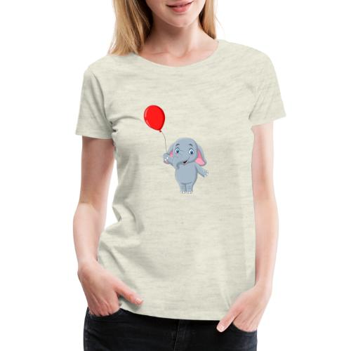 Baby Elephant Holding A Balloon - Women's Premium T-Shirt