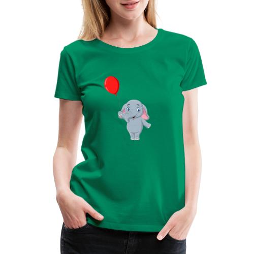 Baby Elephant Holding A Balloon - Women's Premium T-Shirt