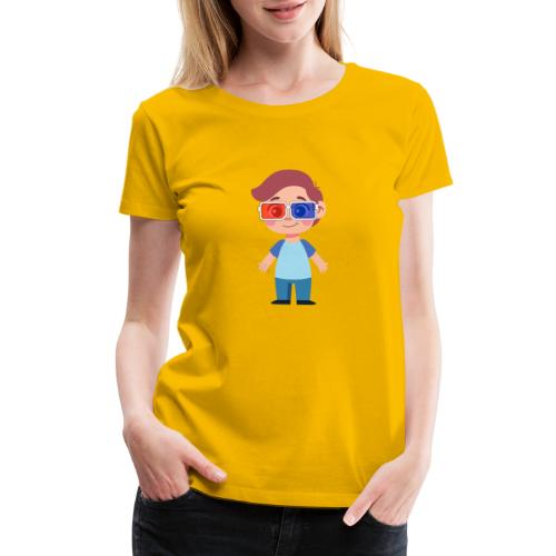 Boy with eye 3D glasses - Women's Premium T-Shirt