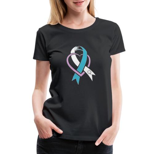 TB Cervical Cancer Awareness Ribbon with Heart - Women's Premium T-Shirt