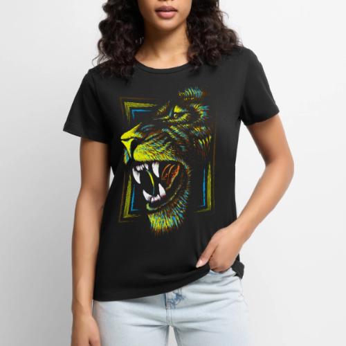 Colorful Artistic Lion Head - Roaring Lion Drawing - Women's Premium T-Shirt