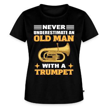 Never Underestimate An Old Man With A Trumpet - Women's Premium T-Shirt - black - Front - Selfina (174cm)