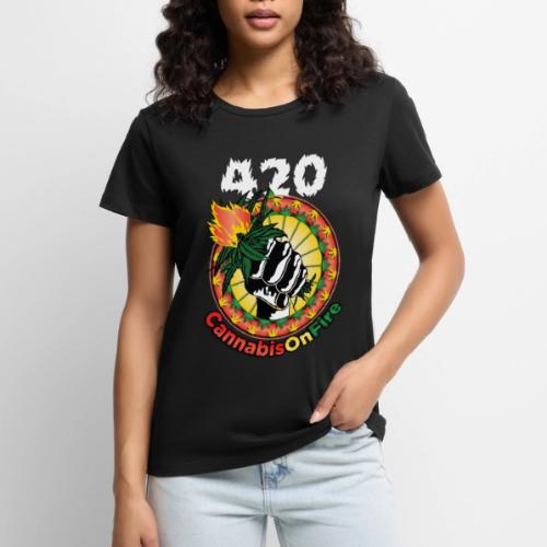 Whimsical 420 OnFire Time Weed Marijuana Design - Women's Premium T-Shirt
