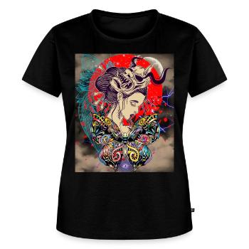 Fusion Enigma - Skull, Wolf And Butterfly - Women's Premium T-Shirt - black - Front - Selfina (174cm)