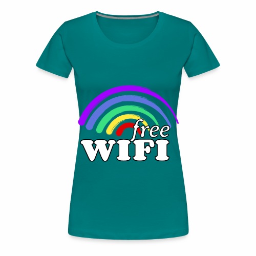 Funny Free Gay Pride Rainbow WiFi - Send Love - Women's Premium T-Shirt