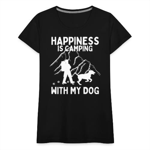 Happiness Is Camping With My Dog Funny Camping Dog - Women's Premium T-Shirt